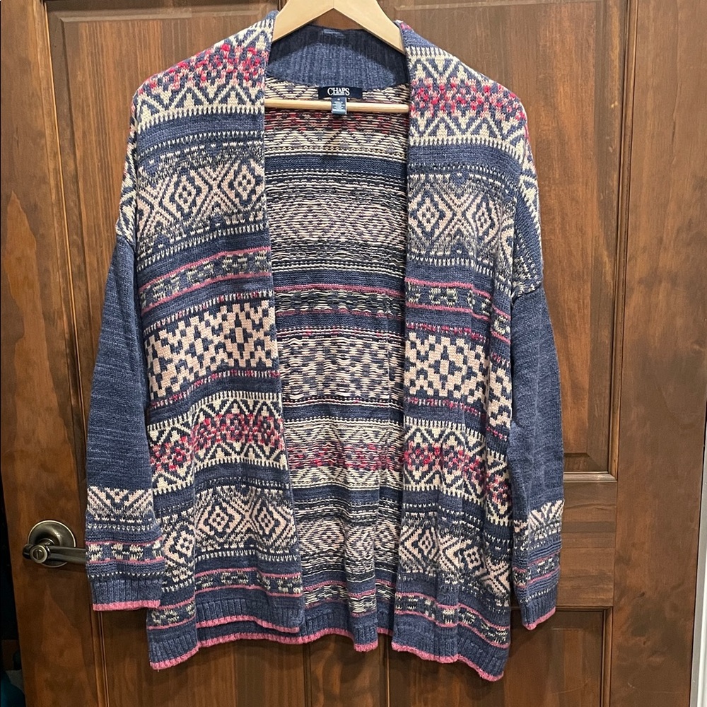 Chaps Blue and Pink Fair Isle Cardigan